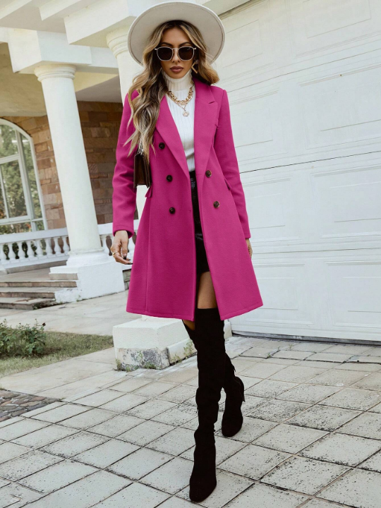 Frenchy Lapel Neck Double Breasted Overcoat