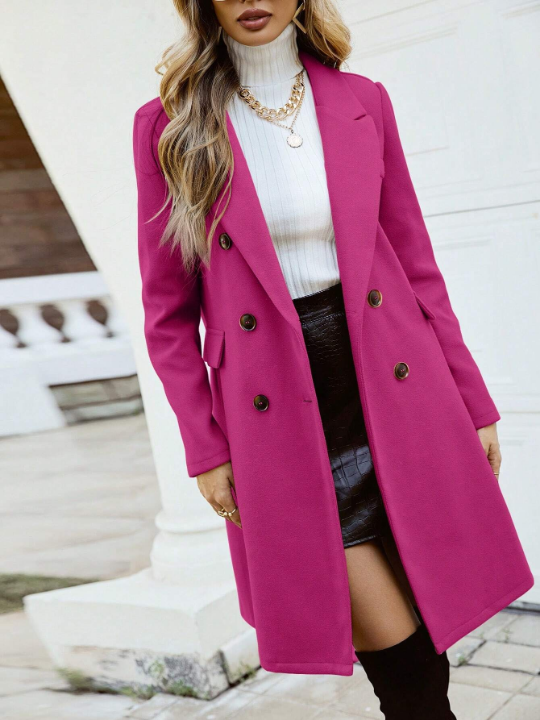 Frenchy Lapel Neck Double Breasted Overcoat