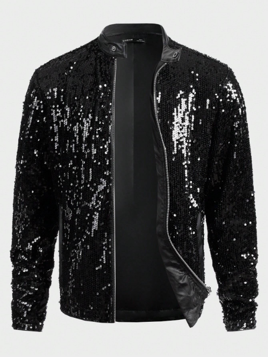 Manfinity AFTRDRK Loose Fit Men's Zip Up Sequin Jacket