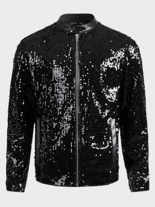 Manfinity AFTRDRK Loose Fit Men's Zip Up Sequin Jacket