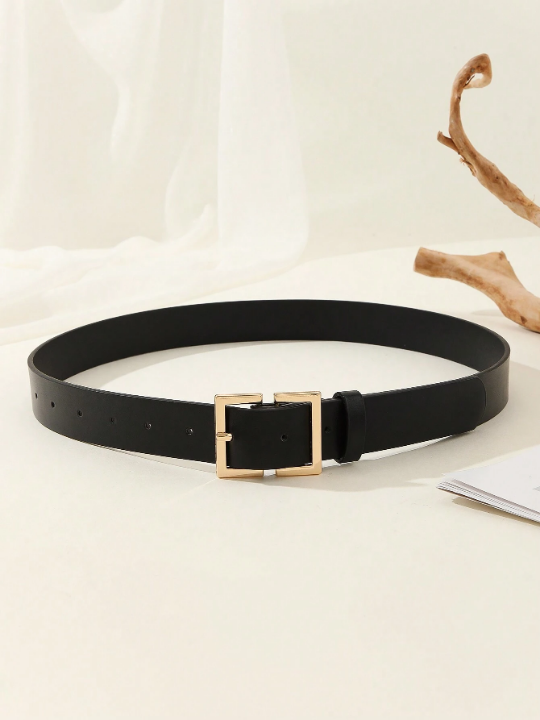 1pc Square Buckle Chinese Style Fashionable Literary Retro Personality Women's Belt, Suitable For Daily & Party Occasions