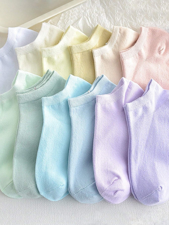 10pairs/pack Random Color Simple Casual Sports Short Socks Fashionable Women's Socks