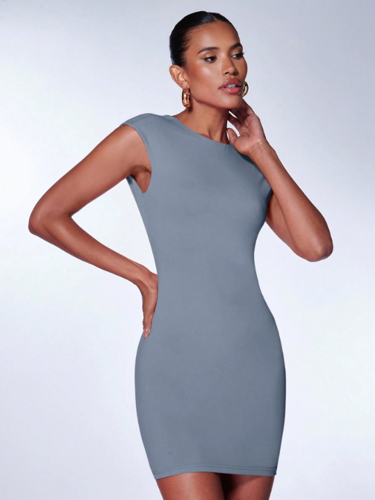 BAE Solid Backless Bodycon Dress