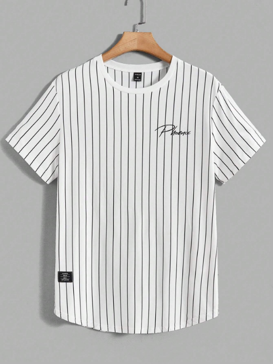 Manfinity Hypemode Men Striped & Letter Graphic Tee