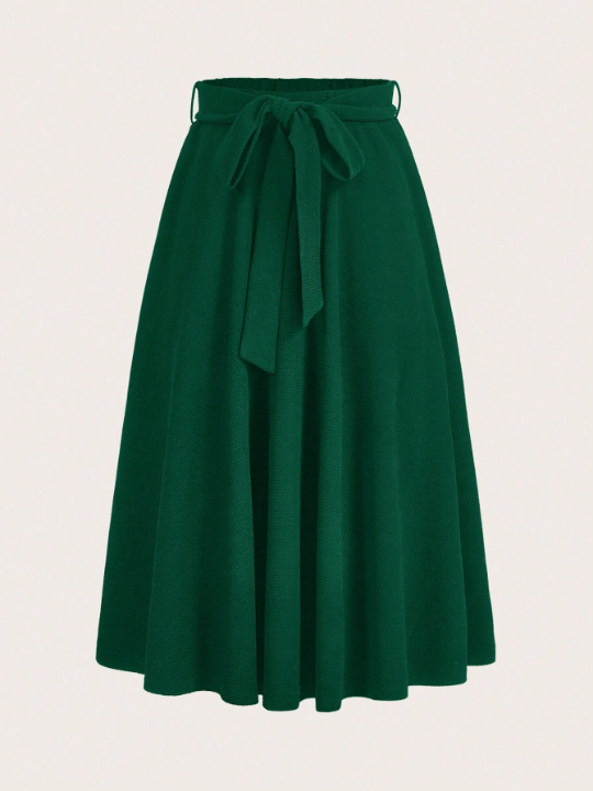 MOD Solid Belted Flare Skirt