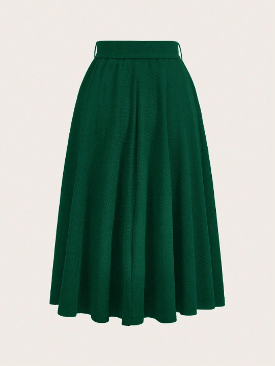 MOD Solid Belted Flare Skirt