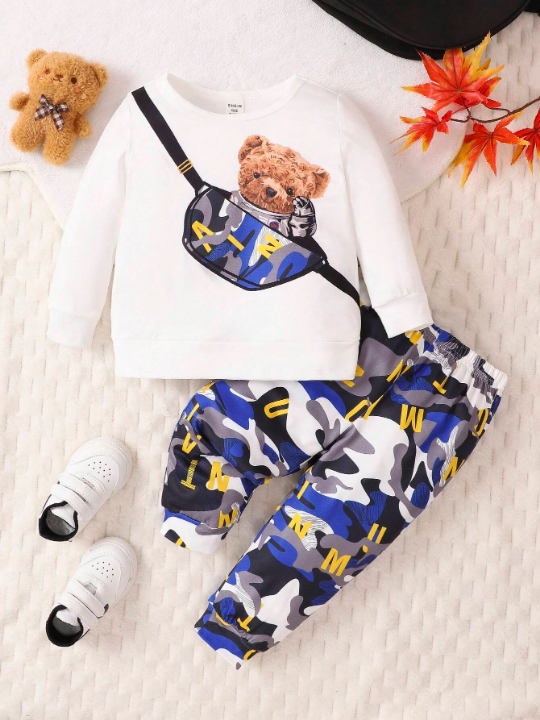 Baby Boy Bear Print Sweatshirt & Sweatpants