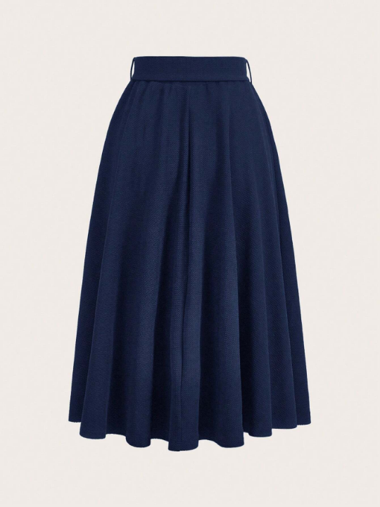 Clasi Solid Belted Flare Skirt