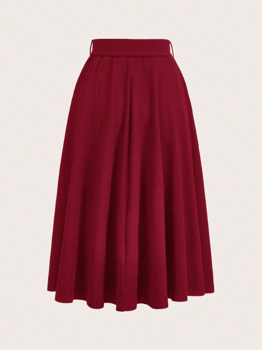 MOD Solid Belted Flare Skirt