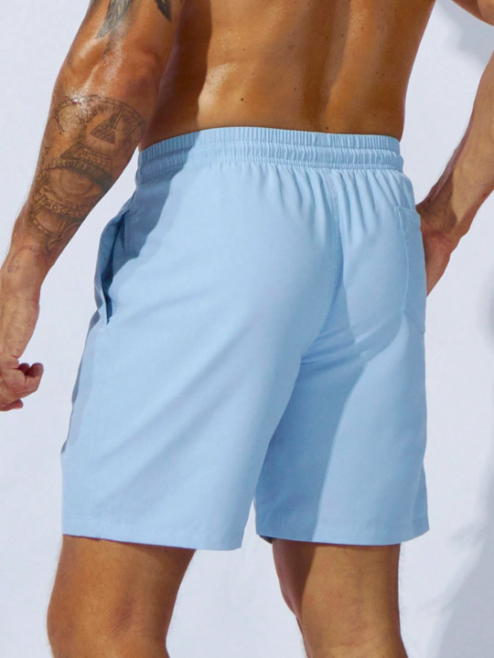 Manfinity Swimmode Men Solid Drawstring Waist Swim Trunks