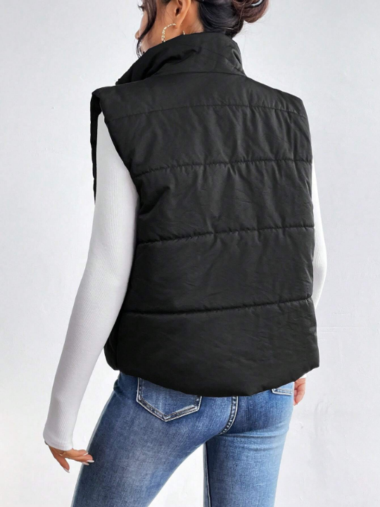 Essnce Zip Up Sleeveless Puffer Coat