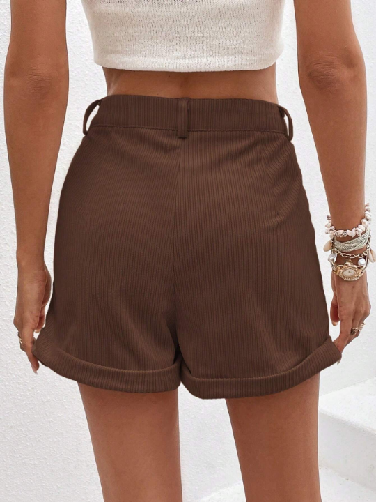 Essnce High Waist Slant Pocket Corduroy Shorts