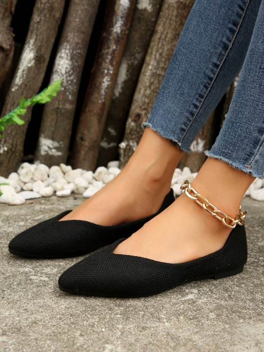 Spring/autumn Fashionable Black Ladies Flat Pointed Toe Shoes, Versatile