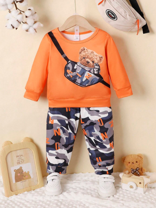 Baby Boy Bag & Camo Print Sweatshirt & Sweatpants