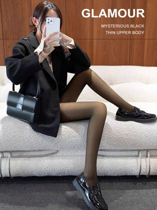 220g Autumn and Winter Thickened Thermal Pantyhose Stockings Women's Warm  High Elasticity Translucent High Waist Translucent Leggings【1 PC】