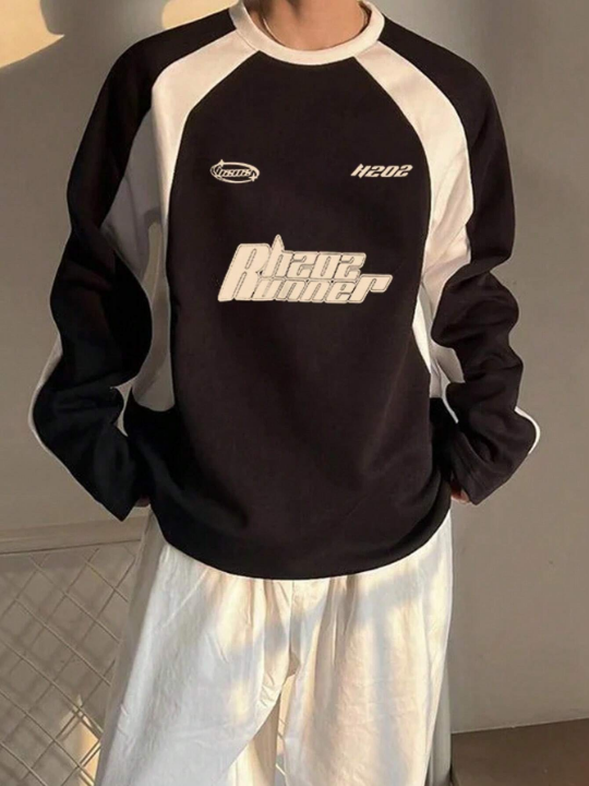 Manfinity Hypemode Men Letter Graphic Raglan Sleeve Sweatshirt