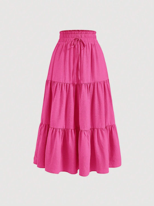 MOD Knot Waist Layered Ruffle Hem Skirt