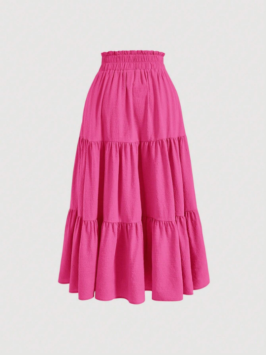 MOD Knot Waist Layered Ruffle Hem Skirt