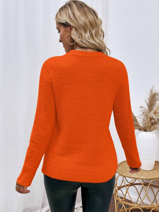 Solid Round Neck Sweater