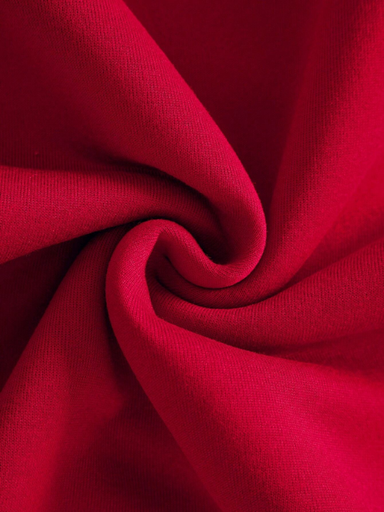 Men Solid Drawstring Thermal Lined Kangaroo Pocket Hoodie