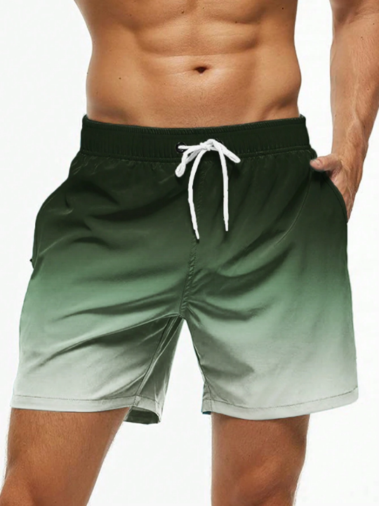 Manfinity Swimmode Men Ombre Drawstring Waist Swim Trunks