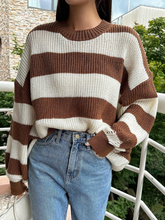 DAZY Two Tone Drop Shoulder Sweater