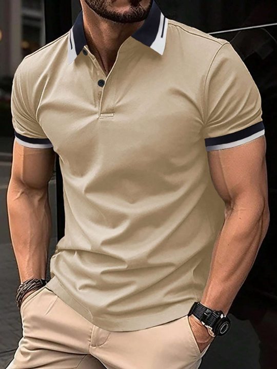 Manfinity Mode Men Contrast Trim Polo Shirt