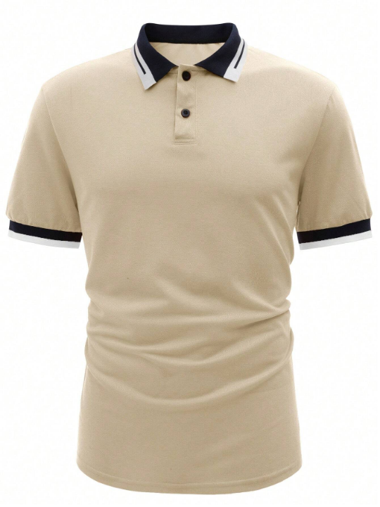 Manfinity Mode Men Contrast Trim Polo Shirt