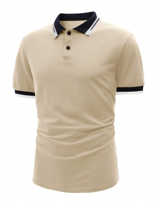 Manfinity Mode Men Contrast Trim Polo Shirt