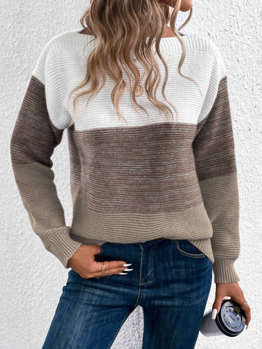 Color Block Drop Shoulder Sweater