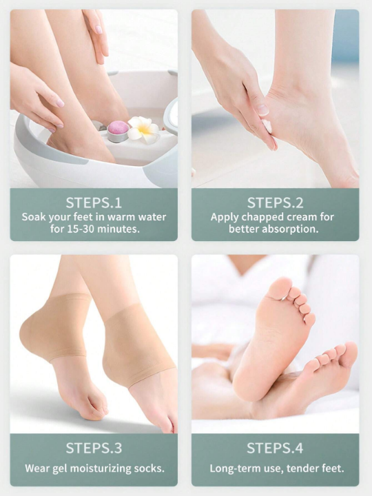 3 Pairs Silicone Gel Moisturizing Socks For Women Men Dry Cracked Heel Treatment, Heels Soften Repair Care Exfoliating