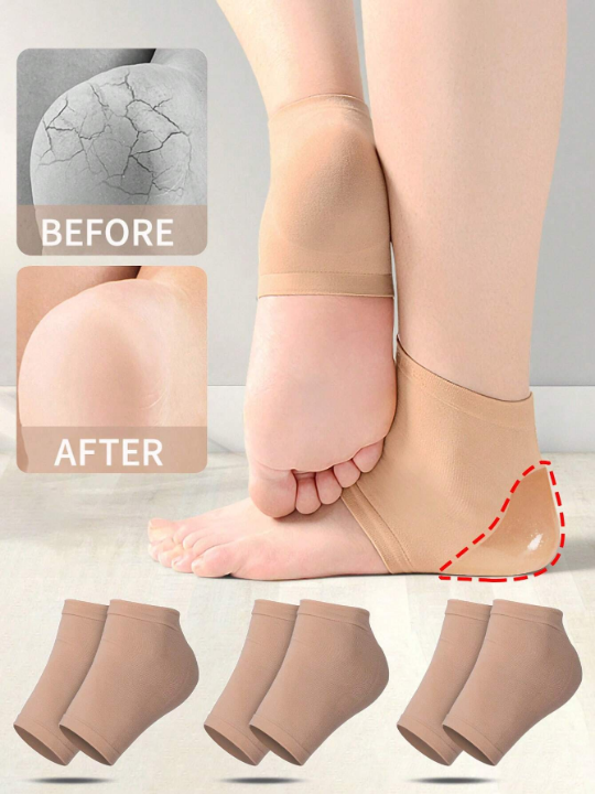 3 Pairs Silicone Gel Moisturizing Socks For Women Men Dry Cracked Heel Treatment, Heels Soften Repair Care Exfoliating