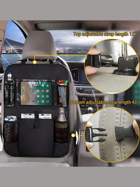 Car Backseat Organizer, Car Seat Back Storage Bag With Ipad Holder, Kick Mat Protector With Touch Screen Tablet Holder, Mesh Pockets