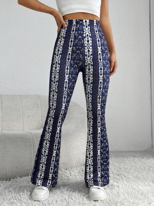 PETITE Floral Print Flare Leg Pants