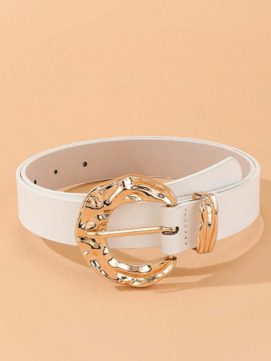 1pc Fashionable Gold-tone Buckle Casual Women's Jeans/suit/skirt Decoration Waist Belt, Daily Wear