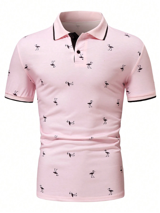 Manfinity Homme Men Tropical Print Contrast Trim Polo Shirt