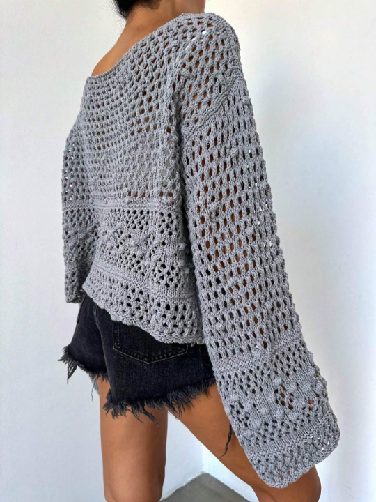 Frenchy Open Knit Drop Shoulder Sweater