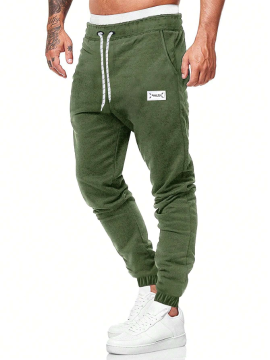 Manfinity Homme Men Letter Patched Drawstring Waist Sweatpants