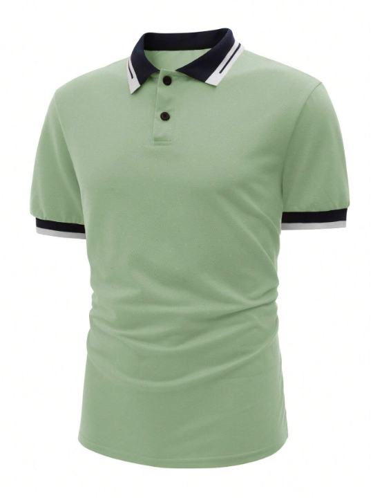 Manfinity Mode Men Contrast Trim Polo Shirt