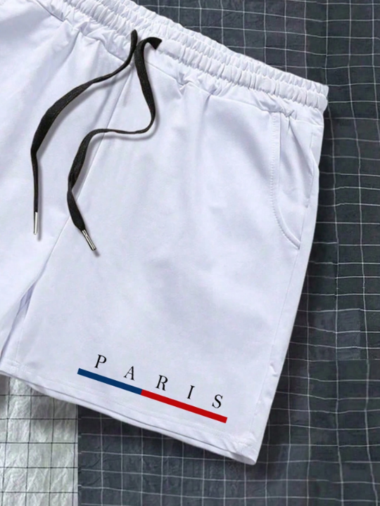 Manfinity Men Letter Graphic Drawstring Waist Shorts