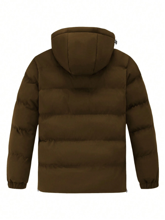 Manfinity Loose Fit Men's Flap Pocket Hooded Puffer Coat