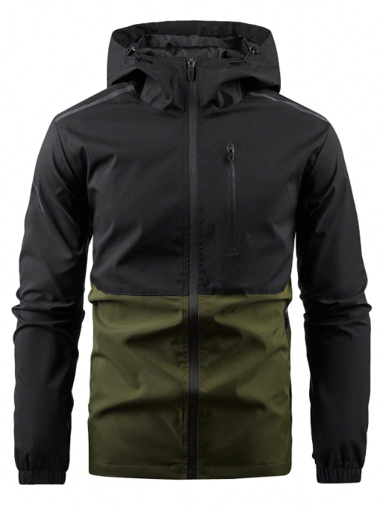 Running Men Two Tone Zip Up Hooded Sports Jacket