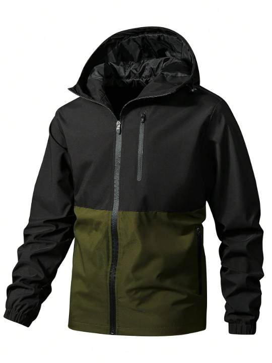 Running Men Two Tone Zip Up Hooded Sports Jacket