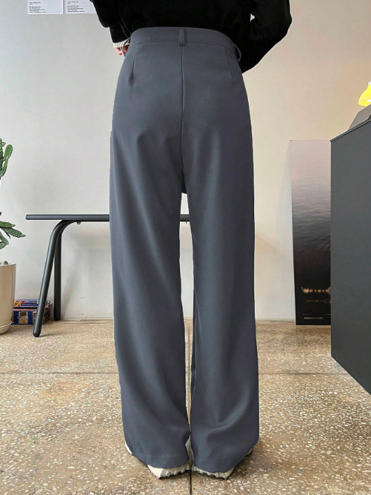 DAZY Plicated Detail Straight Leg Pants