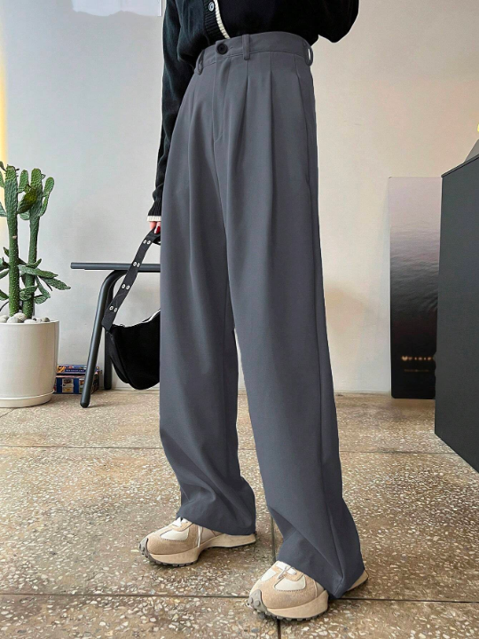 DAZY Plicated Detail Straight Leg Pants