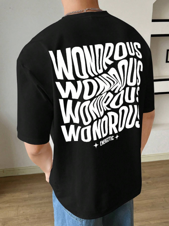 Manfinity Hypemode Loose Fit Men's Letter Graphic T-Shirt