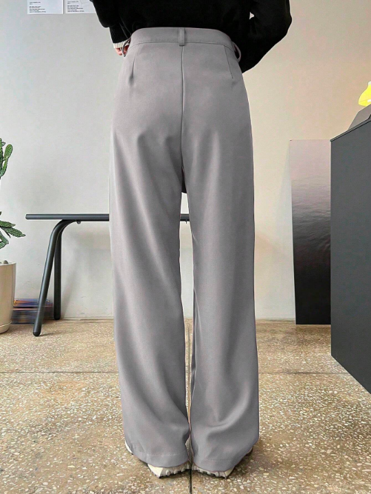 DAZY Plicated Detail Straight Leg Pants