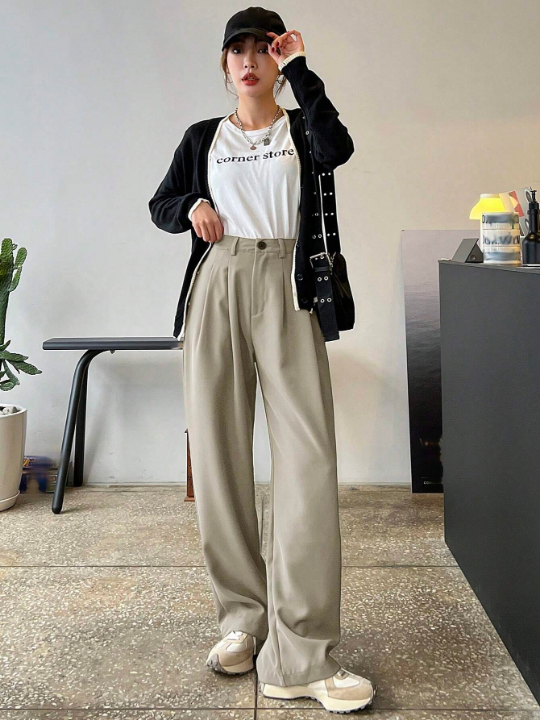 DAZY High Waist Plicated Detail Pants