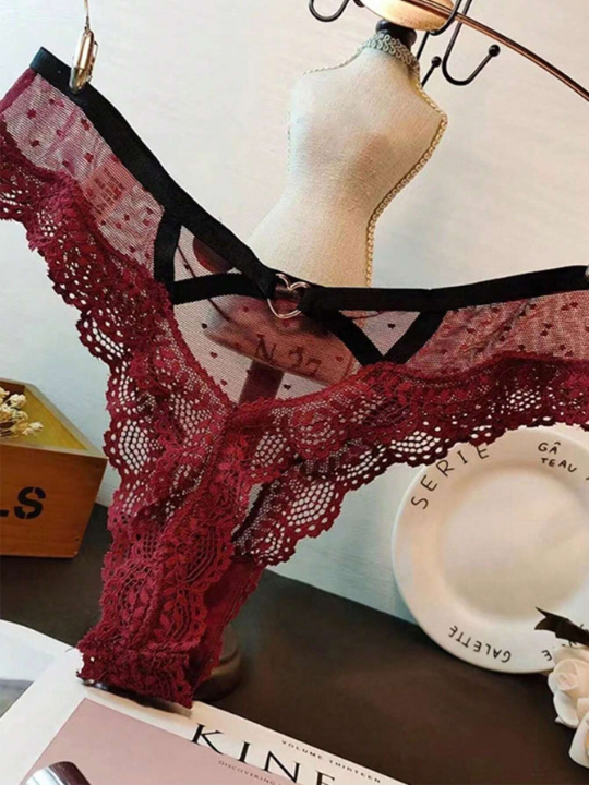 Women's Hollow Out Lace Decorated Thongs