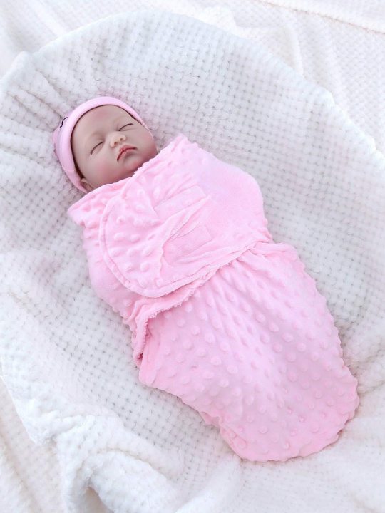 1pc Soft Breathable Solid Color Dotted Velvet Baby Sleeping Bag, Suitable For Home Use